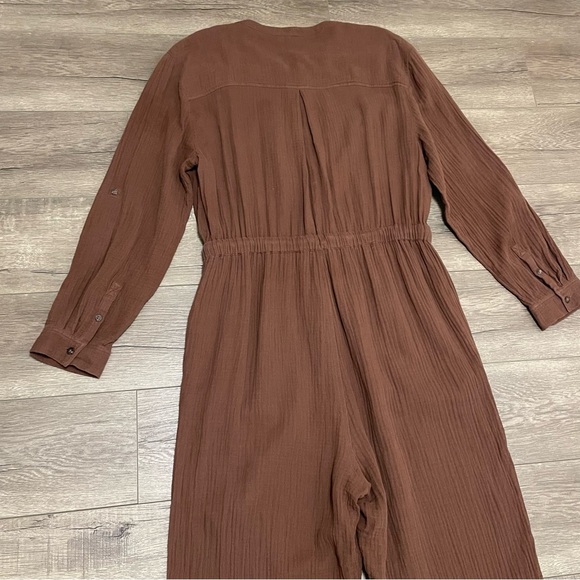 Madewell Lightspun Lightweight Gauze Tapered-Leg Jumpsuit Hot Cocoa Brown Sz 14 - Picture 3 of 9